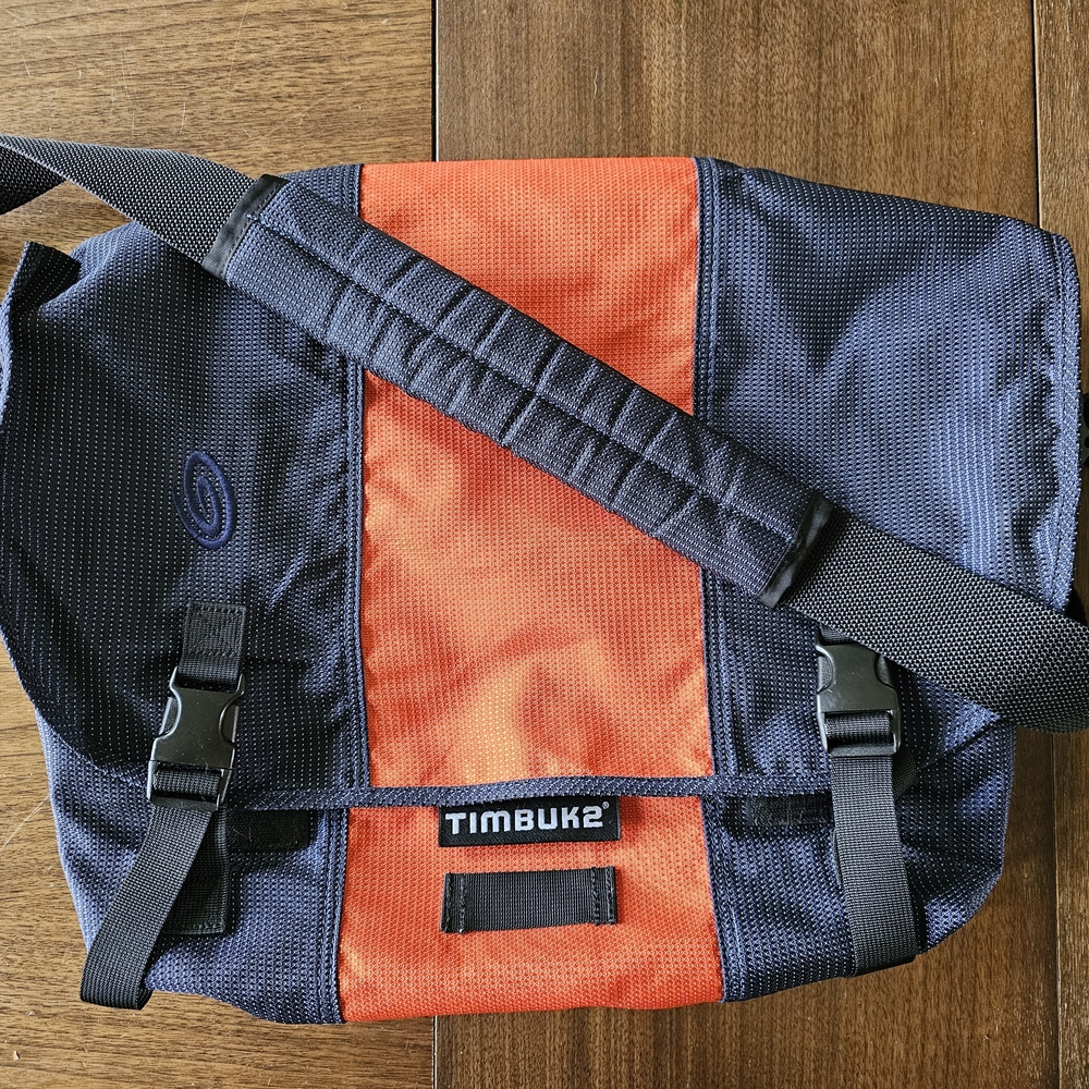 Timbuk2 Orange and Blue Messenger Bag with Adjustable Strap